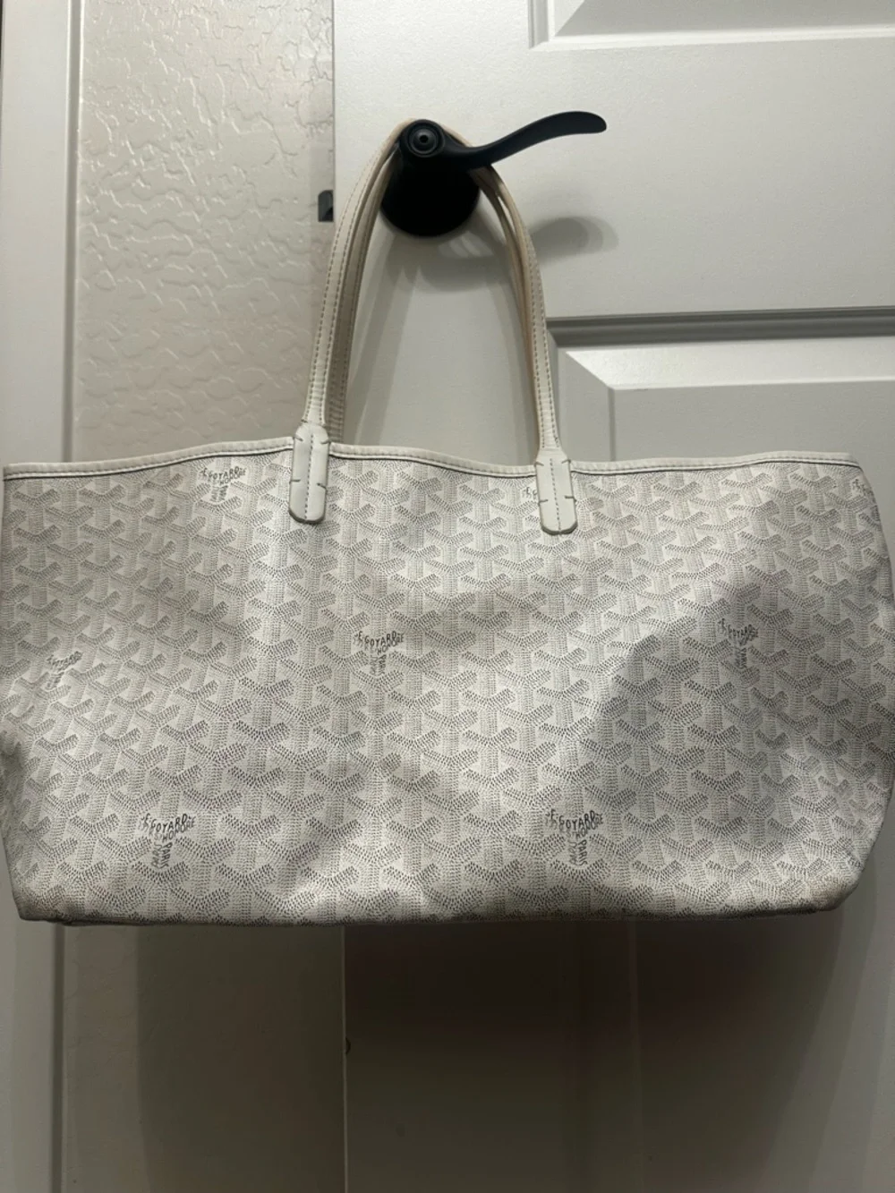 Goyard White Goyardine Coated Canvas St. Louis Tote - Picture 1 of 8